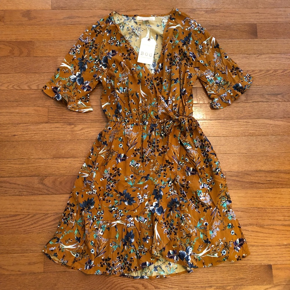Band of Gypsies Floral Ruffle Wrap Dress
